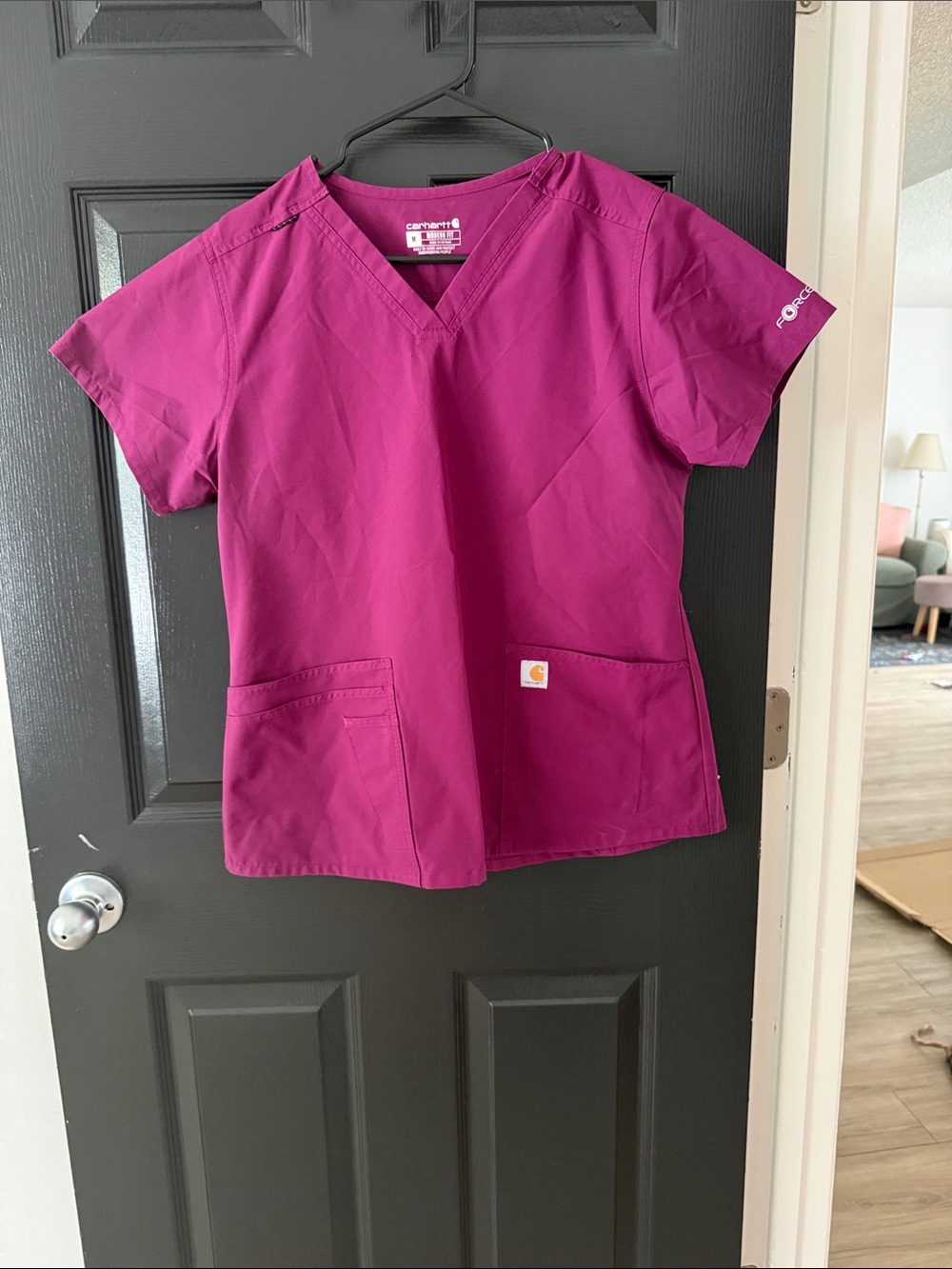 Carhartt Magenta V-Neck Medical Scrub Top